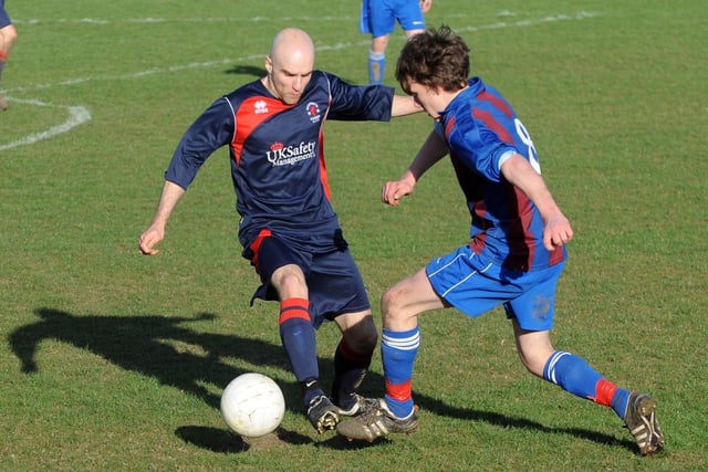 Gaz Ward (right) was part of the Featherstone Colliery team that beat Cas Celtics 8-3 to reach the final of the Castleford & District FA Challenge Cup in January, 2012.