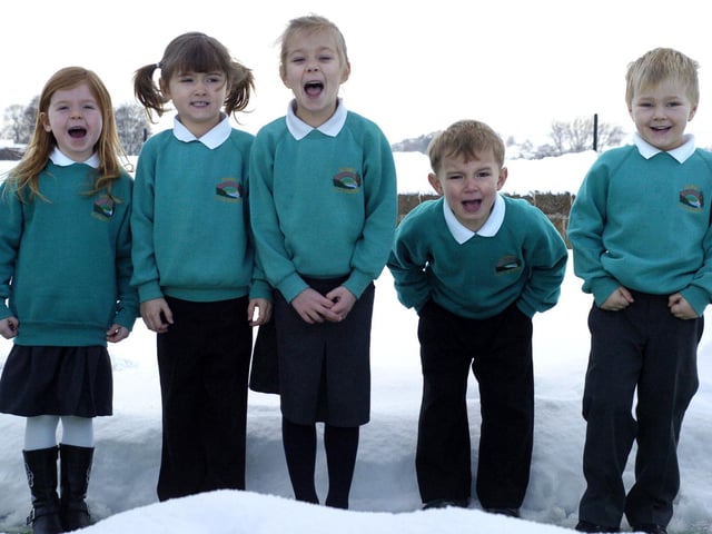 Danby C of E Primary School new starters, left to right, Sacha Buckworth, Evie Barnes, Lucy Beaumont, Daniel Adamson and Daniel Wignall.