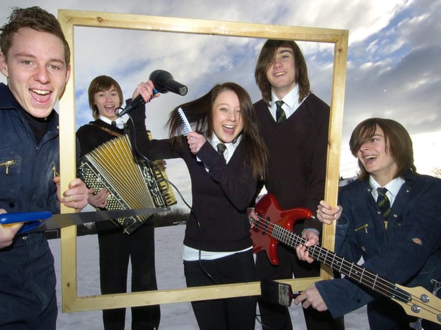 Students from Whitby Community College celebrate the college's £500,000 grant for vocational courses.