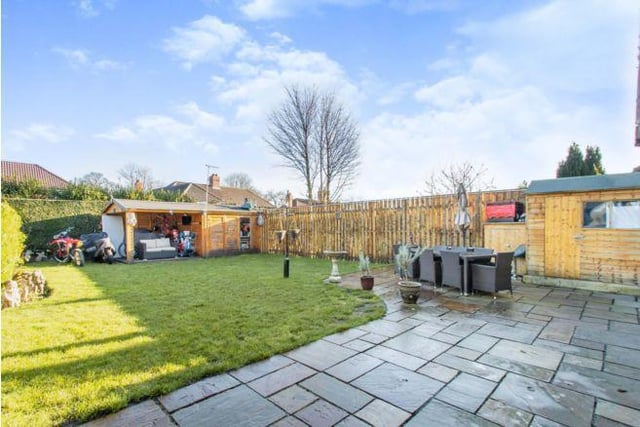 The garden is a great size, with a patio area and lawned area, as well as having two sheds.