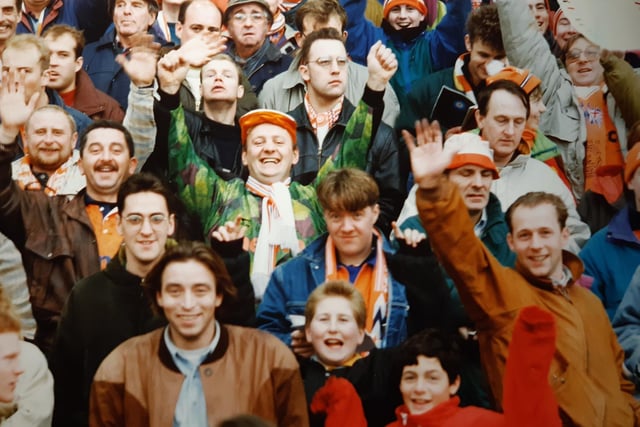 All smiles here - did they win? It was Blackpool FC's clash with Rotherham on January 18, 1993