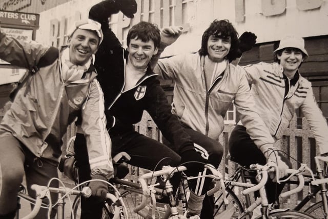 Alan Dugdale, Ian Moden, Neil Robinson and Graham Fish left Bloomfield Road to cycle 135 miles to Scunthorpe where their beloved club was due to play. They were raising money for Blackpool, April 1983