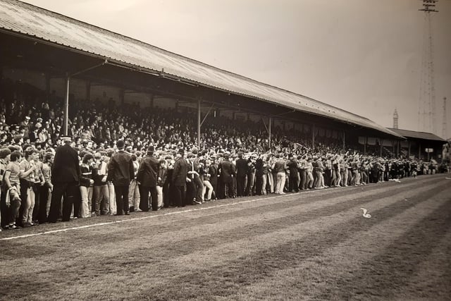 This was the crowd scene at Blackpool's clash against Torquay in May 1985