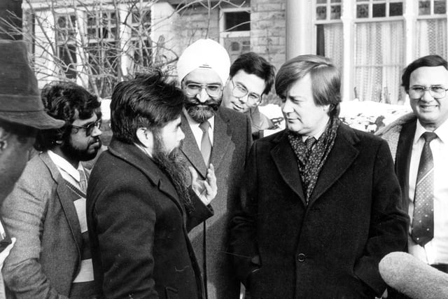 Minister for Employment Kenneth Clarke meets local Chapeltown residents in October 1986 . With high levels of unemployment the suburb had been chosen as one of eight Task Force areas throughout the country in a scheme aimed at creating jobs.