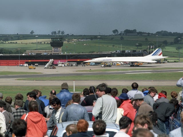 Thousands turned out to watch Air France Concorde land at Leeds Bradford Airport in August 1986.