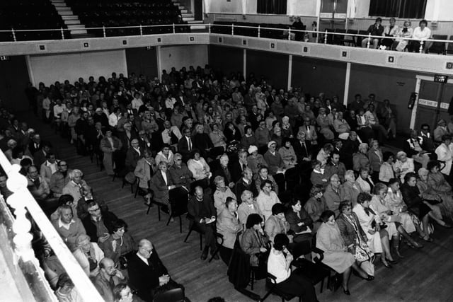 A packed Yeadon Town Hall in October 1986. The Town Hall was facing an uncertain future which prompted the community to come together to fight for its survival.