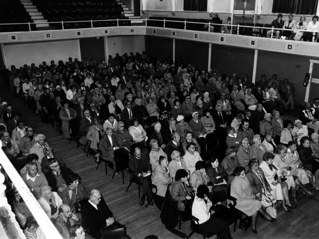 A packed Yeadon Town Hall in October 1986. The Town Hall was facing an uncertain future which prompted the community to come together to fight for its survival.
