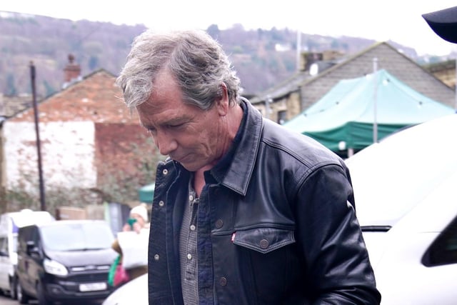 Ben Mendelsohn arrives at The Piece Hall in Halifax on Friday.
