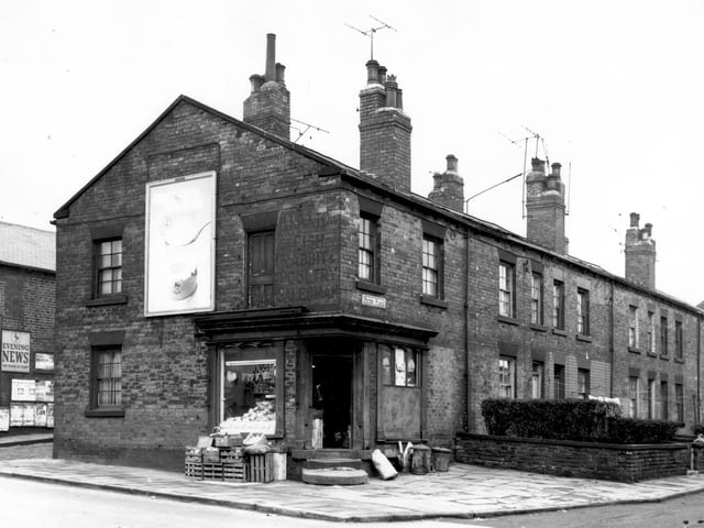 A greengrocers shop at the corner of Armley Road and Picton Place pictured in February 1964. A very old faded sign has the name H. Laxton, fish, rabbit and poultry salesman. Hargrave Laxton was listed in Kelly's Directory of Leeds for 1947.