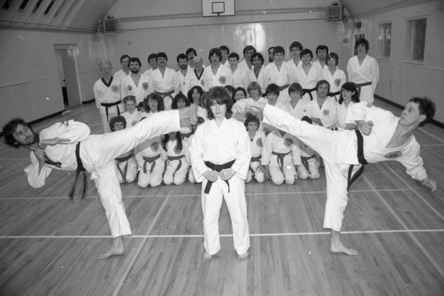 A display by Taekwondo champions Terry Clark, Cecilia Daly and Michael McKenna, watched by the rest of the club at Fleetwood where they train