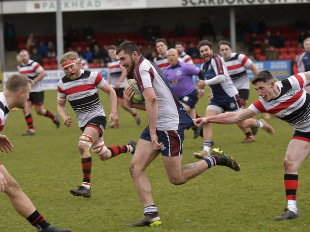 Scarborough RUFC on the run in the home win against Ilkley

Photo by Richard Ponter