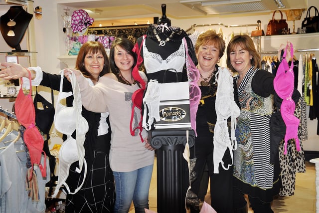 The Yorkshire Air Ambulance is set to benefit from the efforts of Moments owners and staff who are taking part in a fundraising drive. Pictured left to right are co-owner Debbie Haith, Miche Hicks, Rena Helms and co-owner Erica Walker with some of the donated bras.