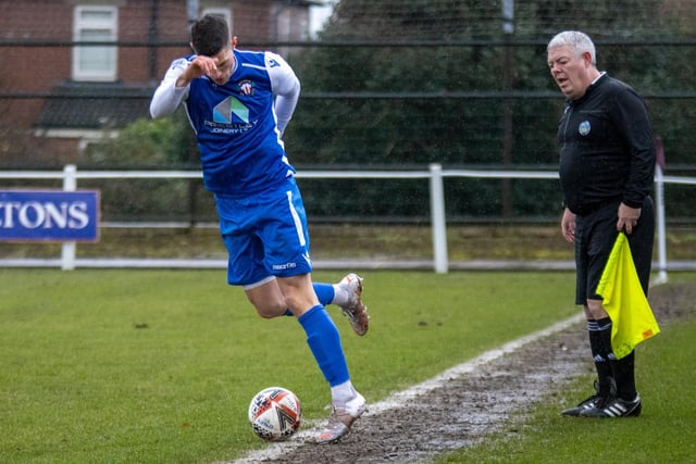 A Thackley player does his best to keep the ball in. Picture: Mark Parsons