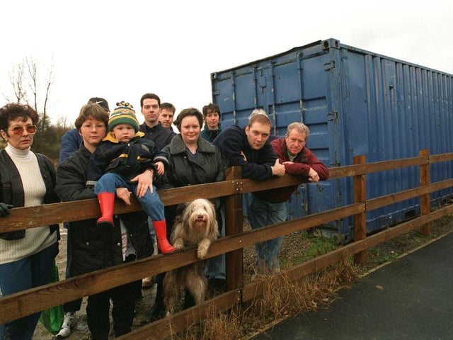 Residents of Parkland View were campaigning for the removal of a 20ft blue container which had been near their homes for two years.