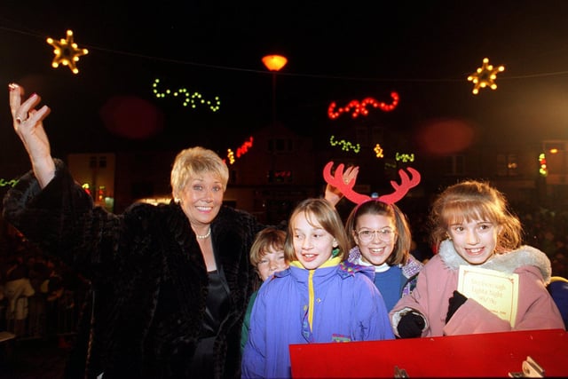 Leeds's own Coronation Street star Liz Dawn switched on Yeadon Christmas lights in December 1995.