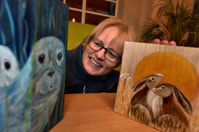 Scarborough-based Angela Weir, who works for Advocacy Alliance,  sources her wood from a local gardener and then uses them as a ‘canvas’ for her wildlife paintings. 

Her love of nature comes from her late father Peter. She also creates and sells cushions and lampshades.