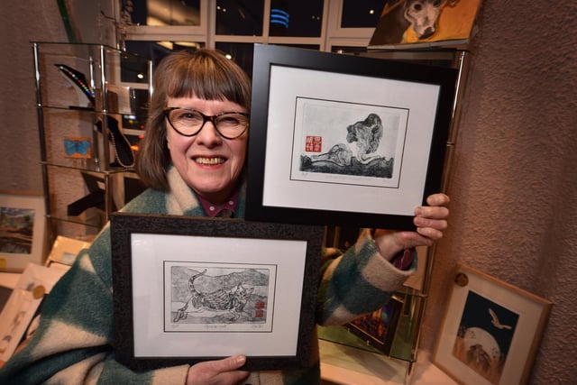 Born in Scarborough, Sue Willmington now lives near Whitby. She studied fine art at Maidstone College of Art and theatre design at the Motley Theatre Design School.

Sue has worked as a designer for 43 years and works mainly in opera. She also displays etchings – a skill she has developed through lockdown – at the shop.