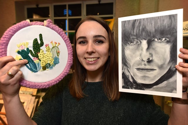 Liz Craven, who works for Crofts Chocolates in Scarborough, uses the shop to showcase her pencil drawings. During lockdown she also started creating embroidery hoops.