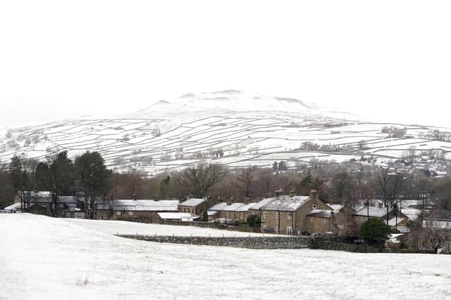 Grinton, North Yorkshire, covered in snow,