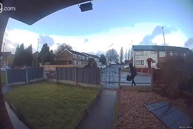 Elsewhere in Leeds, doorbell footage captured a shows a woman's garden bench taking out four of her fence panels - only narrowly avoided by passing teenagers in Whinmoor. Photo provided by Rachel O'Leary.