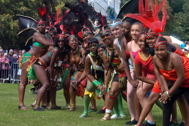 Leeds West Indian Carnival, pictured are some of the carnival dancers at the event (Date: 30 August 2010).