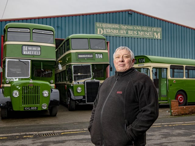 Secretary Andy Beever at Dewsbury Bus Museum in Ravensthorpe