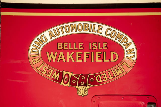 Signage for the West Riding Automobile Company Limited painted on a 1963 Guy Wulfrunian with its unusual configuration of the engine mounted by the drive