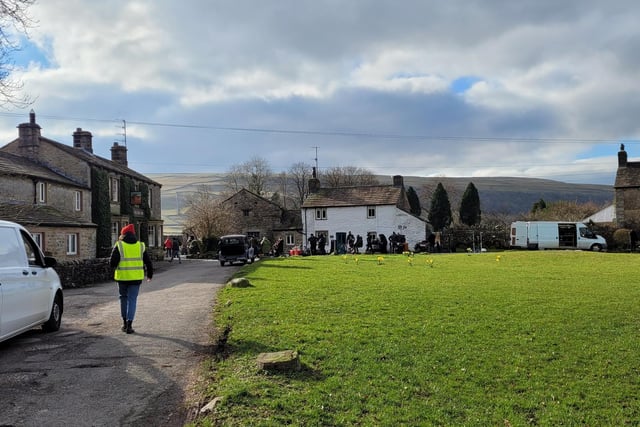 Crews were spotted filming in Arncliffe on Monday