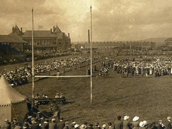 Thrum Hall, pictured here in 1918, was home to Halifax Rugby League Football Club for 112 years, from 1886 to 1998, when they moved to the Shay Stadium. The ground was sold to Asda for £1.5 million, and a new supermarket was built on the site.