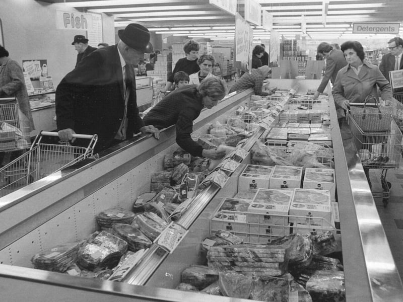 The new deep freeze department at the Pudsey Asda proves popular with shoppers in October 1972