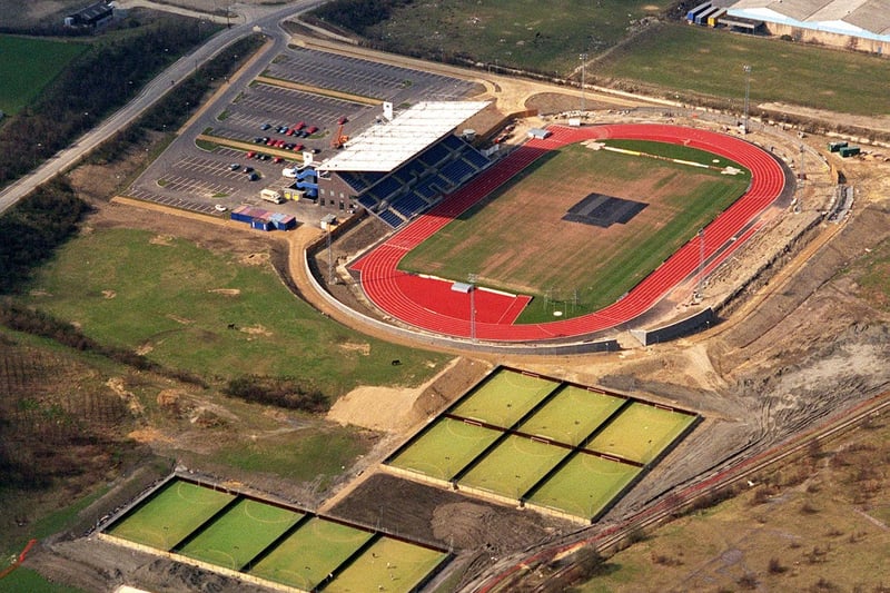 South Leeds Stadium with astro turf practice pitches in the foreground.