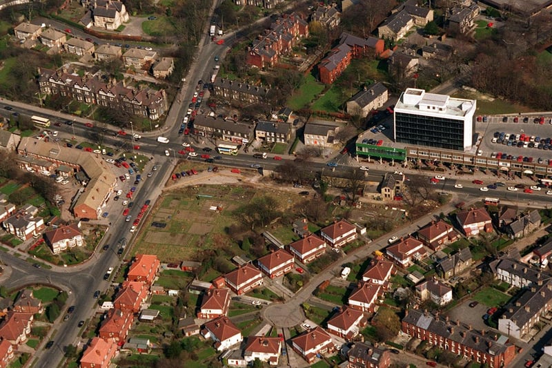 This Leeds suburb look familiar? It is Headingley showing junction of the Otley Road featuring The Arndale Centre.