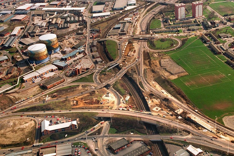 Looking south over the roadworks which are linking the northern end of the M1 to the M621 at Holbeck.