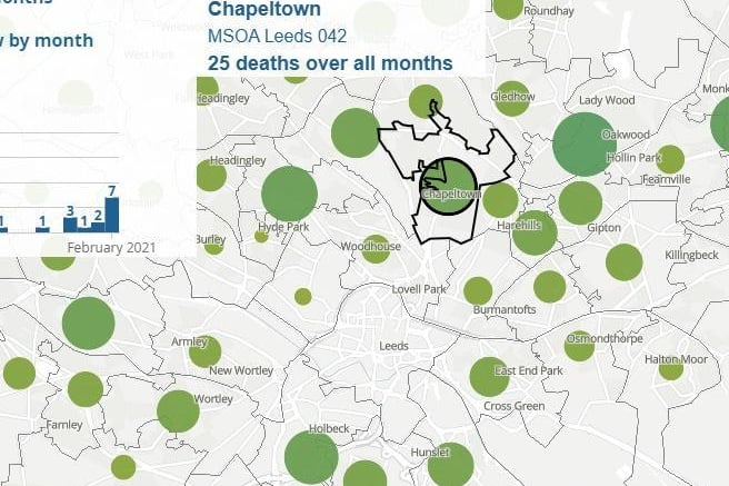 A total of 25 deaths have been recorded in Chapel Allerton South & Chapeltown.
