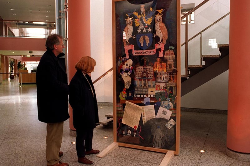 The Leeds Tapestry went on show at the Royal Armouries.