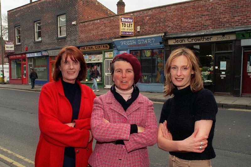 Shop owners on Headingley Lane were complaining about the route of the new Supertram which was planned to run through a row of shops. Pictured are Jean Crowther, Imelda Smolinski and Louise Howard.