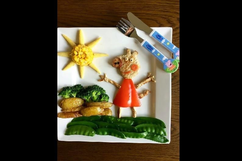 Michael's creations include a vegetable-based Peppa Pig, a bangers and mas version of Olaf from Frozen, and even a McDonald’s happy meal made of fruit.