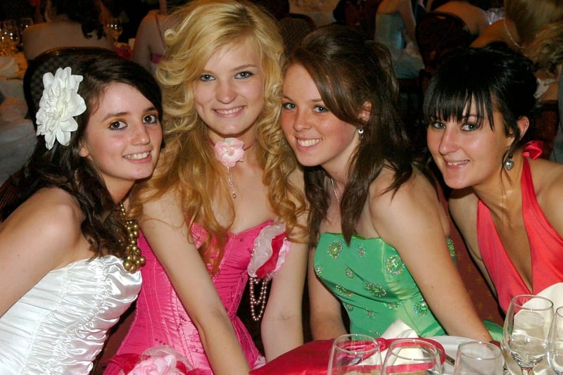Carr Hill High School leavers ball at Bartle Hall, 2009. From left, Emma Williams, Abby Plummer, Sarah Hodgetts and Lauren Taylor.