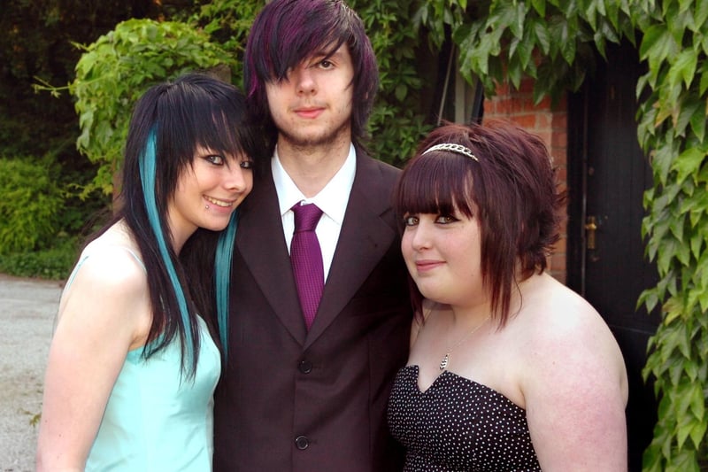 Carr Hill High School leavers ball at Bartle Hall, 2009. From left, Zoe Littlefair, Andrew Palfrey and Lucy Thain.