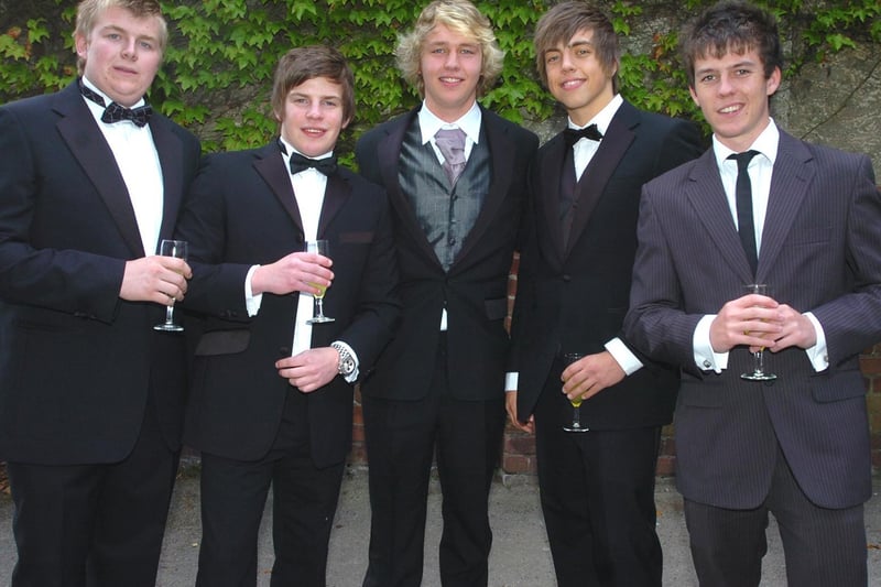 Schools prom 2009 at Kirkham Grammar School Sixth Form. Pic L-R: Chris Gale, Richard Draper, Robert Kos, Tom Fagan and David Conway.