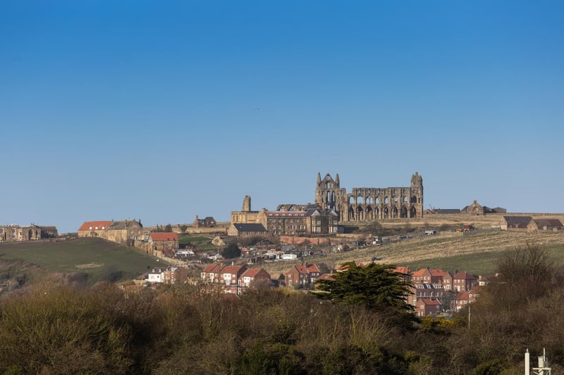 The iconic Whitby Abbey in view.