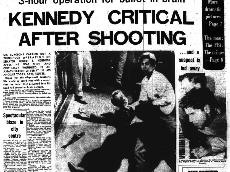 'Kennedy critical after shooting' read the front page headline on Wednesday, June 5, 1969.