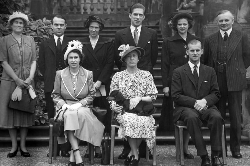 FLASHBACK TO 1949 - This picture, taken by a staff photographer shows the Queen (Princess Elizabeth as she then was) on her visit to Harewood House.  Left to right, front row, are The Queen, Princess Royal and the Duke of Edinburgh.  Left to right, back row:  Miss Gwynedd Lloyd (Lady-in-Waiting to the Princess Royal), Mr. John Colville (Private Secretary to Princess Elizabeth), The Countess of Scarbrough, the Earl of Harewood, the Hon. Mrs. Andrew Elphinstone (Lady-in-Waiting to Princess Elizabeth) and the Earl of Scarbrough (Lord Lieutenant of the West Riding and York)