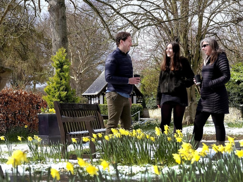 Shane, Sophie and Jaq Skelton enjoy a walk in Scalby Village. Photo taken on Saturday by Richard Ponter.