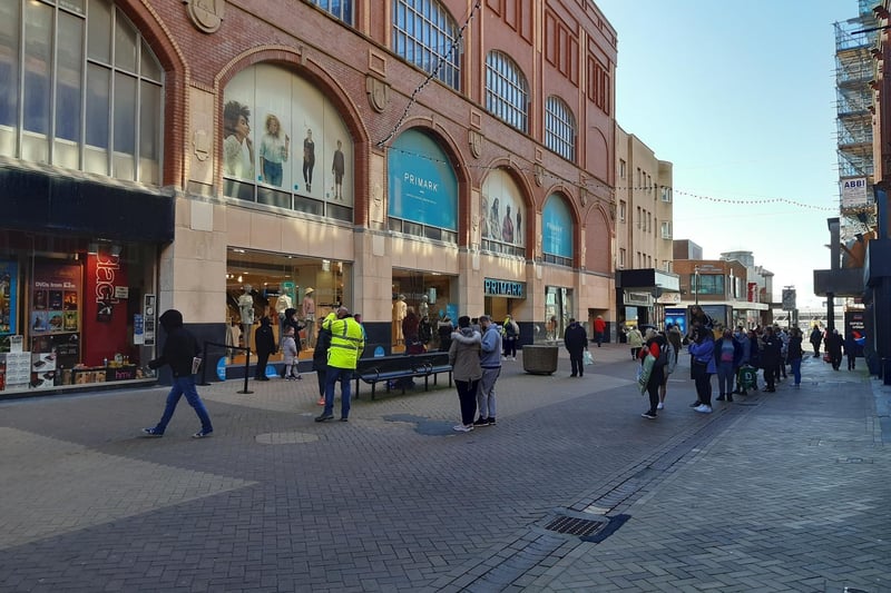Queues outside Primark in Blackpool