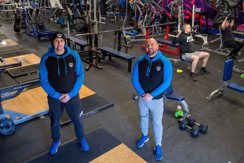 Owners Joe Gledhill and Chris Walsh at Trident Fitness in Morley, as non essential shops and services re-open following easing of Covid lockdown measures (photo: Bruce Rollinson).