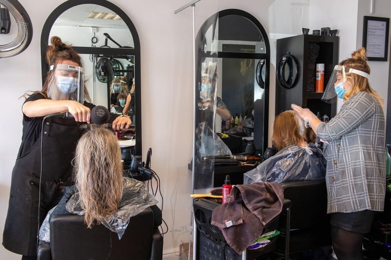 Select Hairdresser's in Rothwell, as non essential shops and services re-open following easing of Covid lockdown measures. (photo: Bruce Rollinson).