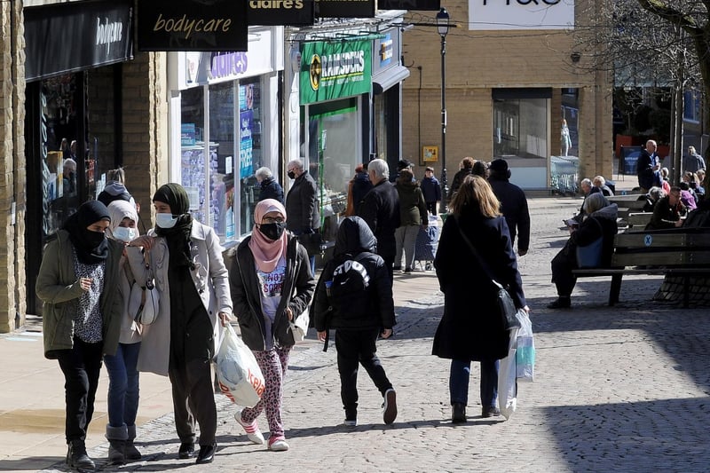 People shopping in Halifax as Covid 19 restrictions are relaxed. Picture by Simon Hulme