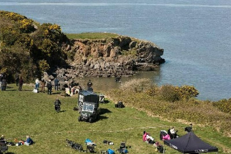 Filming under way on Heysham Barrows for The Bay. Photo by Mags Carr.