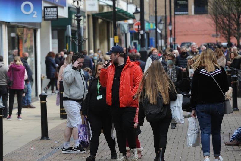Busy streets as shoppers rush to get their high street fix.